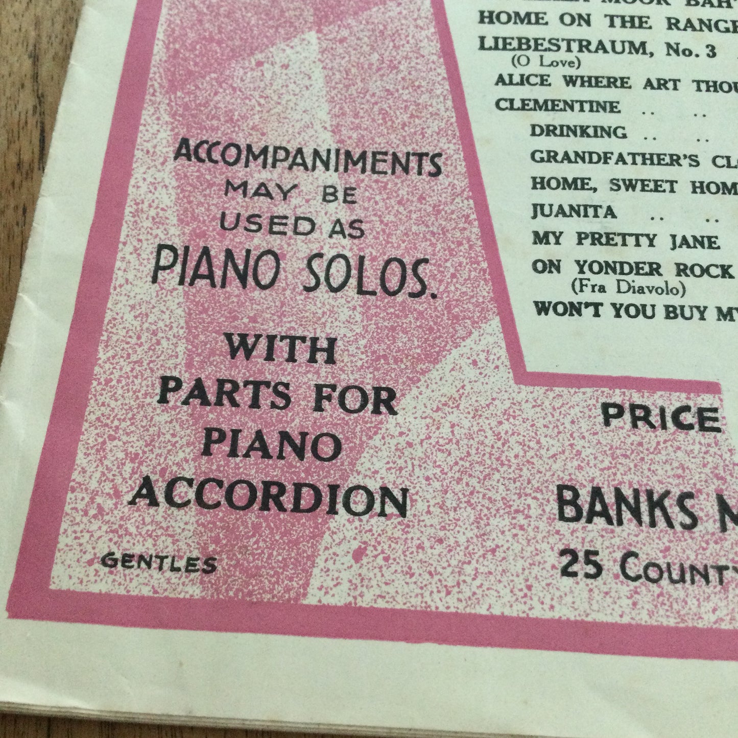Vintage Sheet Music 'Songs of Yesterday' 1930s 1934 Piano Ukulele Accordion. Liszt Auber Cranbrook