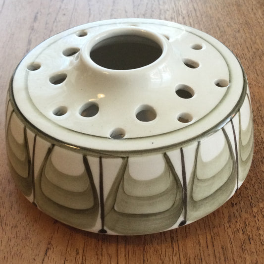 Jersey Pottery - Vintage Muddy Green Ceramic Rose / Posy Bowl - Incense / Pot Pourri - Retro 70s
