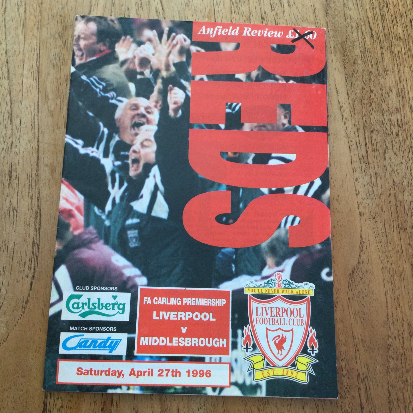 Liverpool FC V Middlesborough Premier League 27/04/96 1995-96 Programme. David James