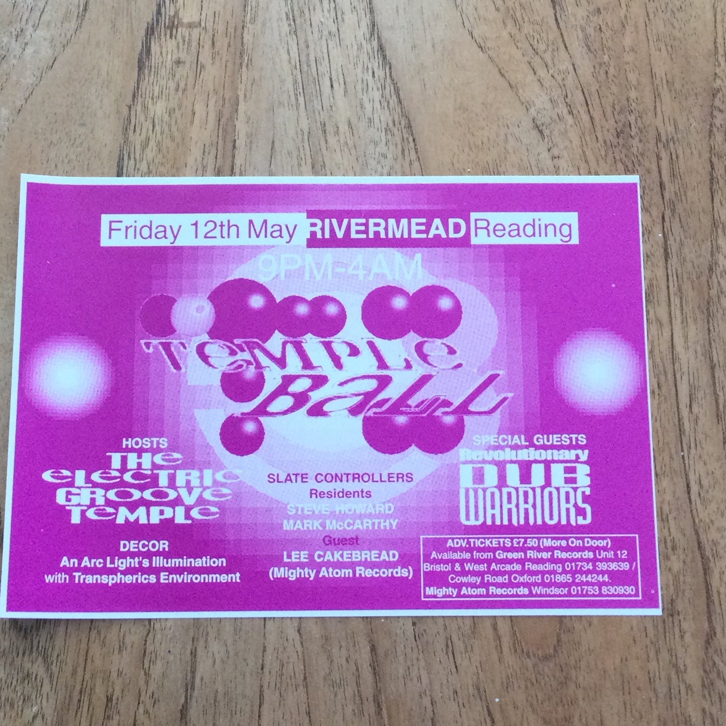 Temple Ball Reading flyer. Noughties music scene Reading town. 2000. Electric Groove Temple