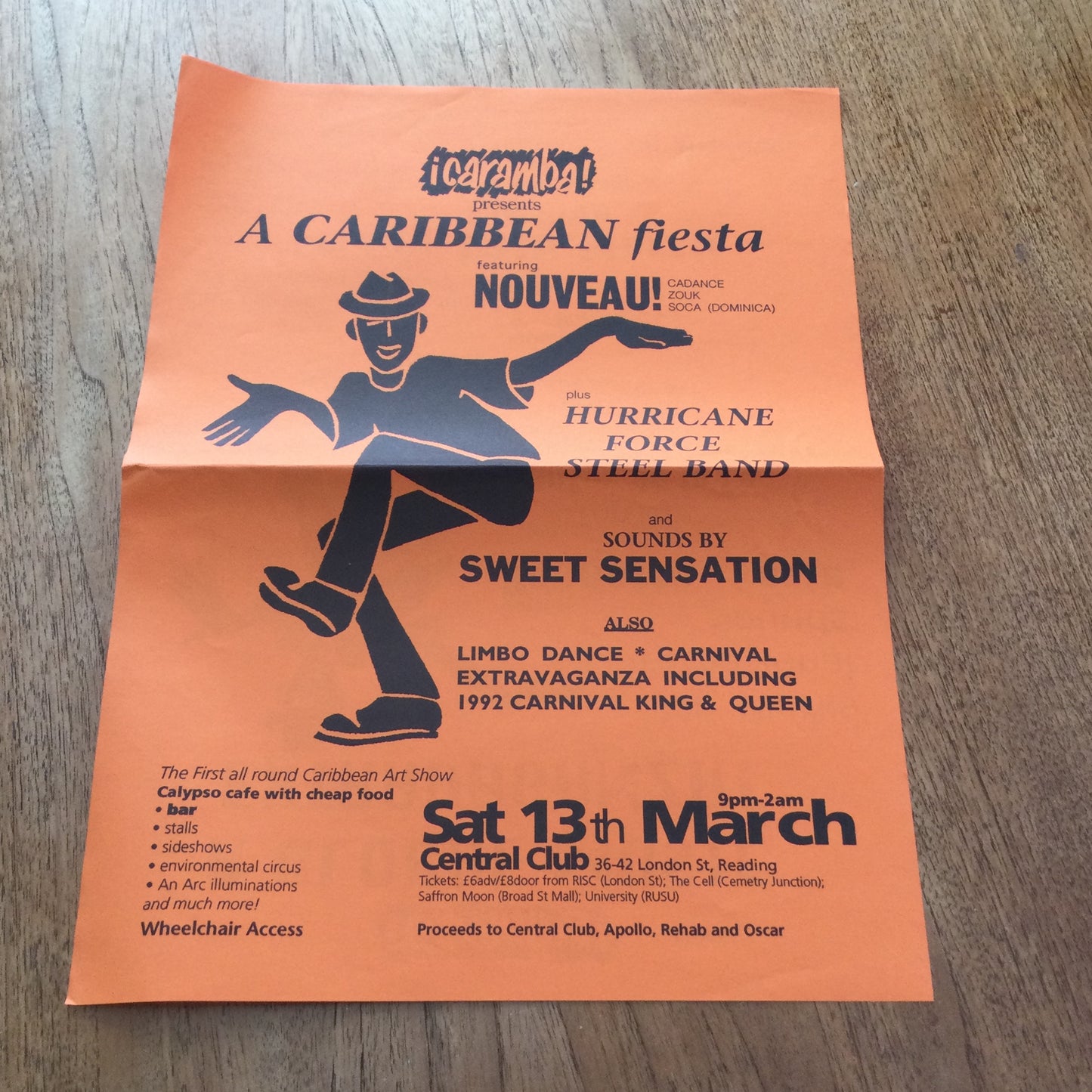 Caramba! Poster Caribbean Fiesta Reading World Music Scene Memorabilia. 1990s 90s. Nouveau!