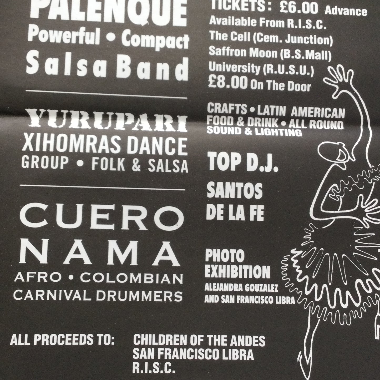 Caramba! Reading World Music Scene Memorabilia. 1990s 90s A3 Poster. 4th Latin American Fiesta. Central Club