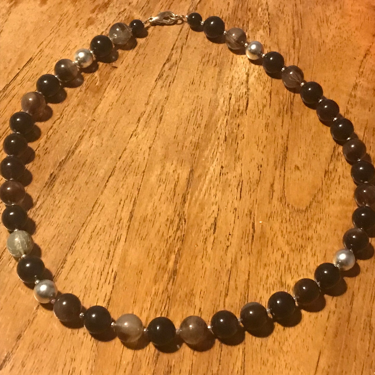 Retro Brown Plastic Bead Necklace with Spacer Beads – 20" | Vintage Style | Good Used Condition