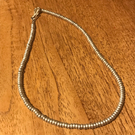 Pale Gold-Coloured Metal Bead Necklace – 17" | Boho Style | Used, Lots of Wear