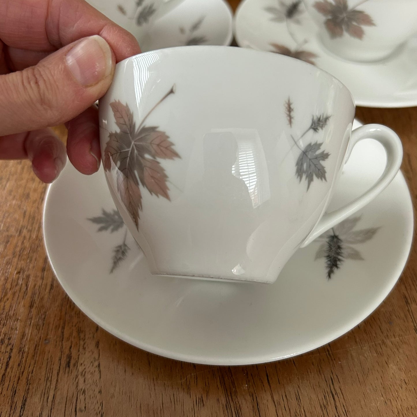 Royal Doulton Tumbling Leaves Set Of 6 Tea Cups And Saucers. Autumnal. 60s 70s. Leaf Design.