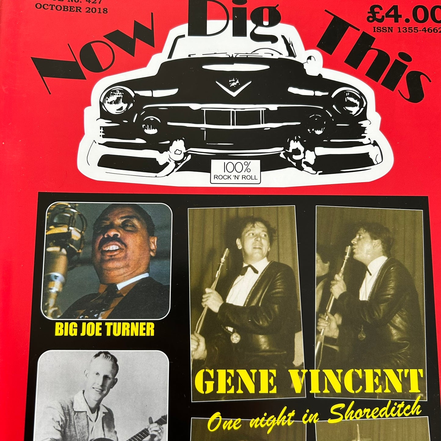 'Now Dig This' Magazine no. 427. October 2018. Rock n Roll memorabilia. Gene Vincent in Shoreditch