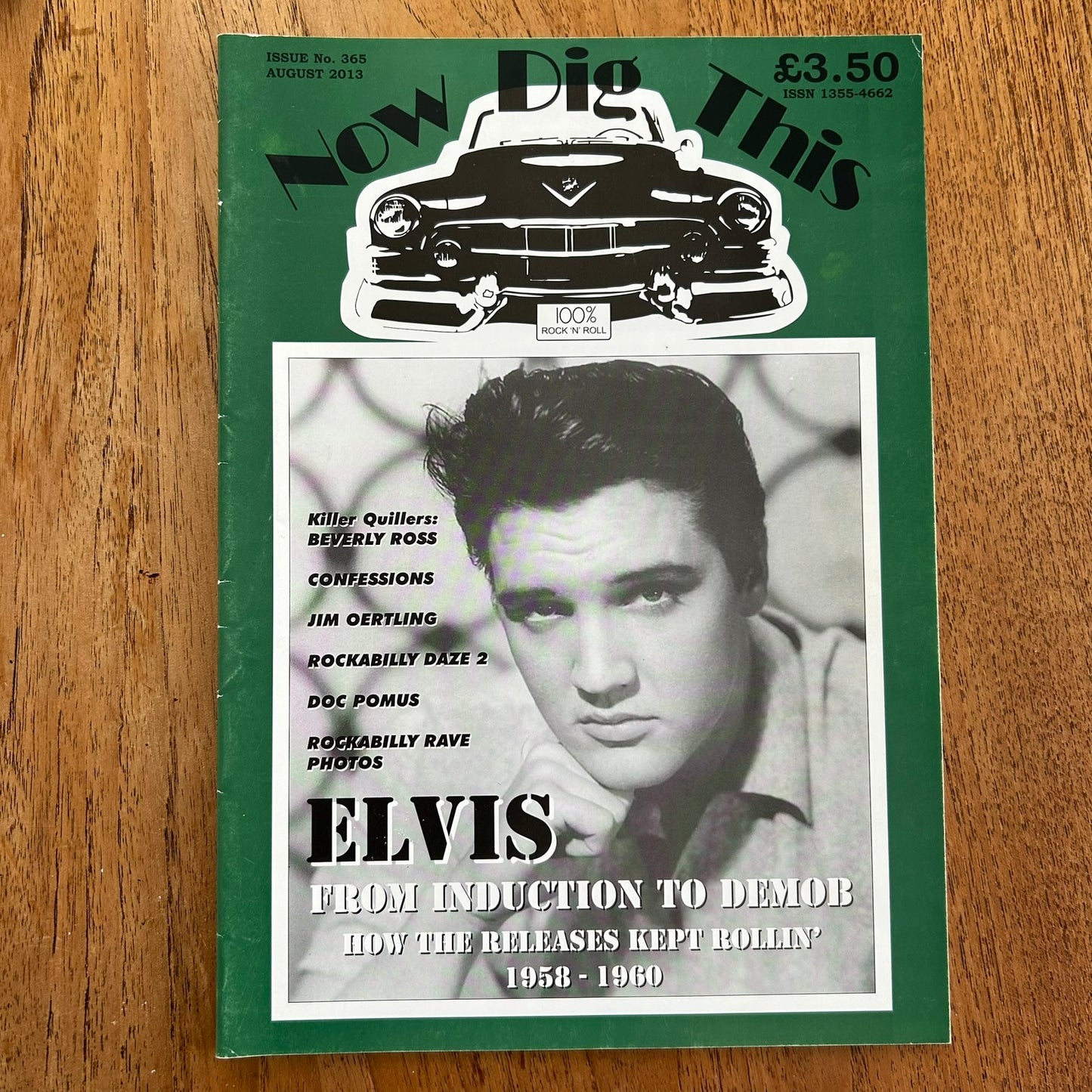 'Now Dig This' Magazine no. 365. August 2013. Rock n Roll memorabilia. Elvis, Beverley Ross, Jim Oertling