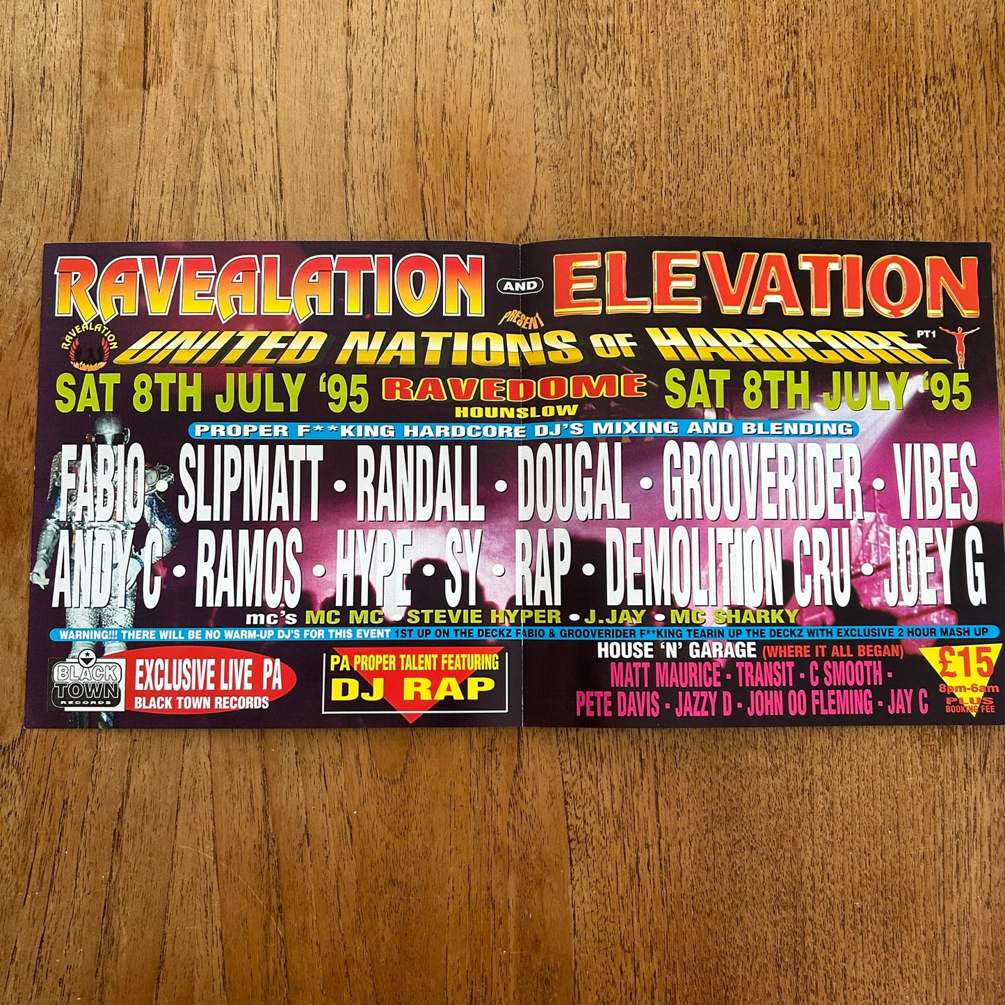 90s Y2K RAVE MEMORABILIA Flyer RAVEDOME HOUNSLOW July 1995 Elevation & Ravealation