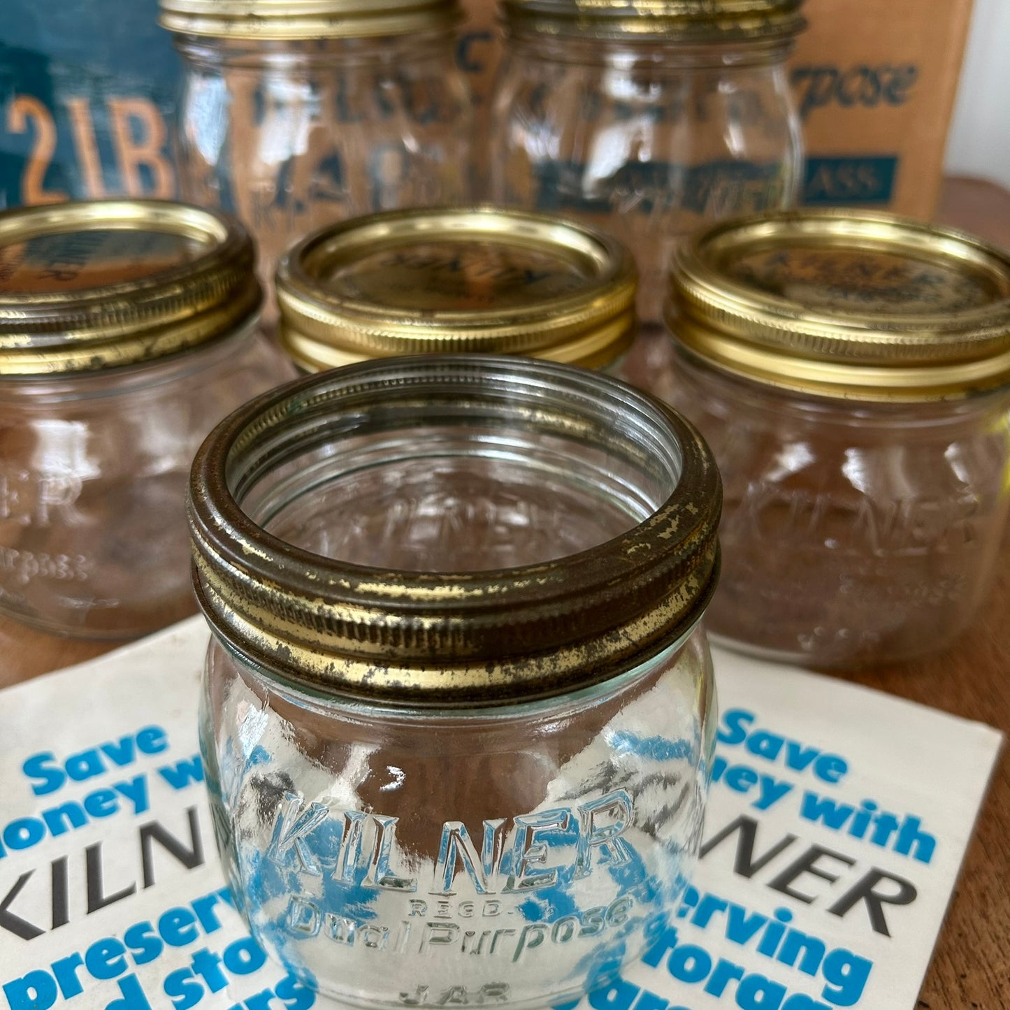 Set of 6 x Vintage Kilner Preserving Glass Storage Jars with Screw Top Lid Pickle Jam Jar