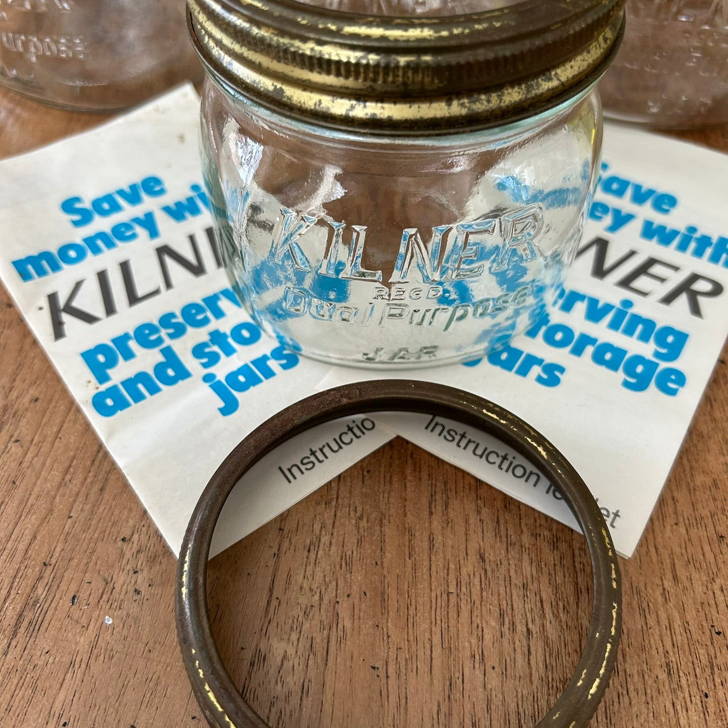 Set of 6 x Vintage Kilner Preserving Glass Storage Jars with Screw Top Lid Pickle Jam Jar