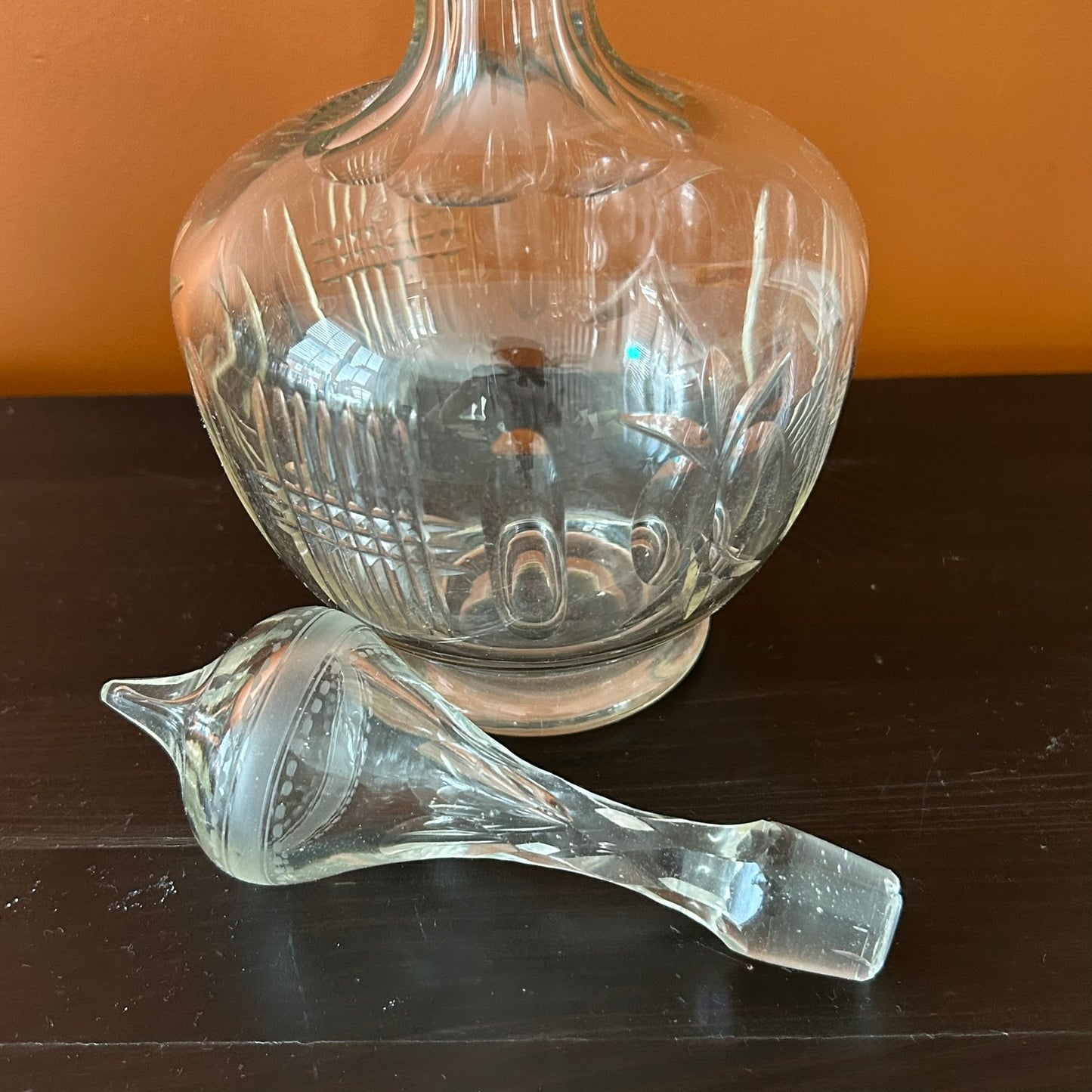 Beautiful Vintage Cut Glass Decanter – Tall & Elegant – Possibly Edwardian