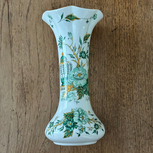 Crown Staffordshire Kowloon Bone China Vase – 19.5 cm – Excellent Condition - Green floral design