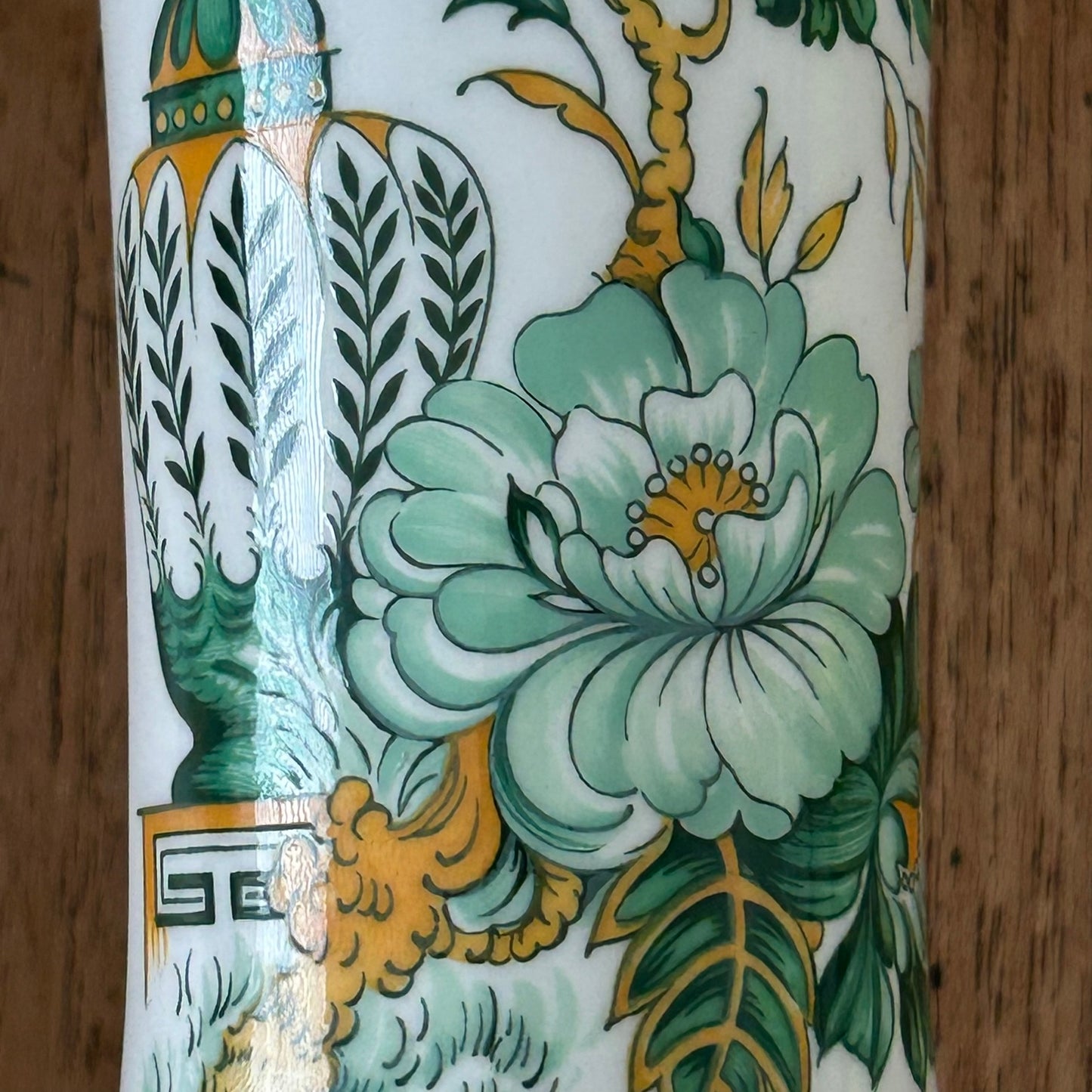 Crown Staffordshire Kowloon Bone China Vase – 19.5 cm – Excellent Condition - Green floral design