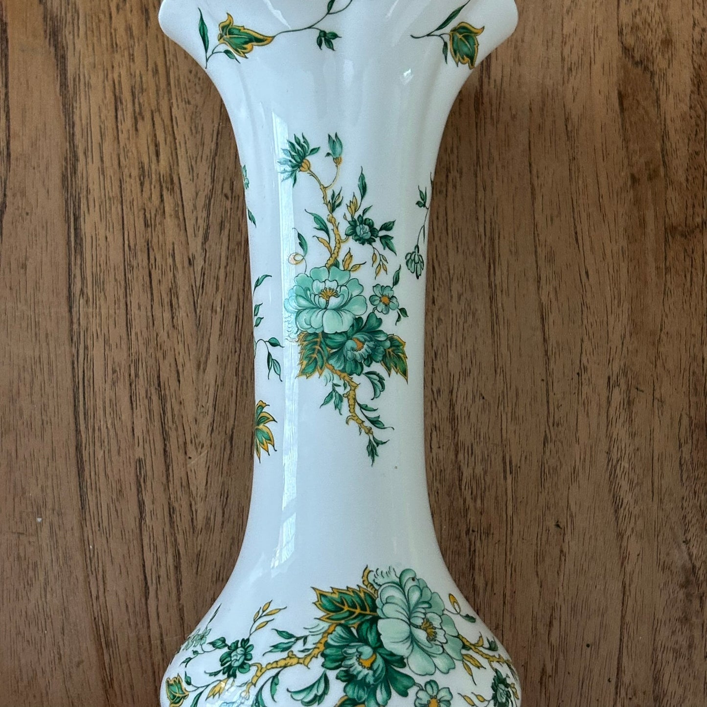 Crown Staffordshire Kowloon Bone China Vase – 19.5 cm – Excellent Condition - Green floral design