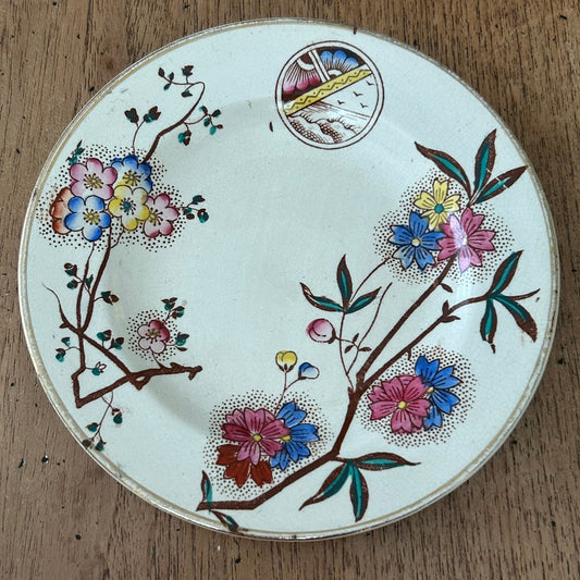 Vintage Aesthetic Movement Floral 5" Bread and Butter Plate – Possibly Powell, Bishop & Stonier