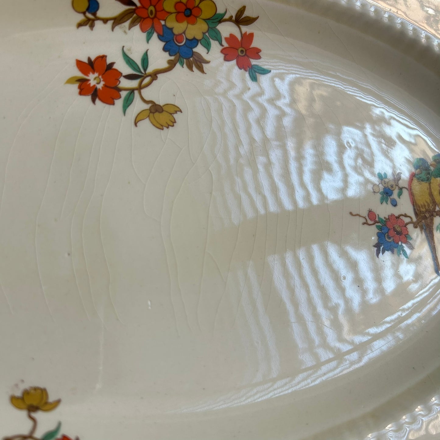 Vintage 1930s Art Deco Sandwich Platter – Royal Stafford – Parrot / Parakeet Design