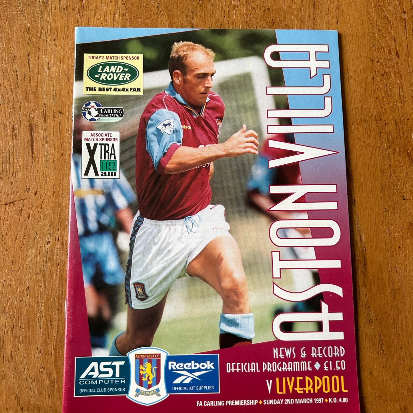 Aston Villa v Liverpool Football Programme 1997 2/3/97. WITH TICKET. Carling Premiership.