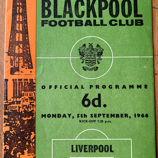 1966/67 Blackpool v Liverpool 5/9/66 Vintage Football Programme.