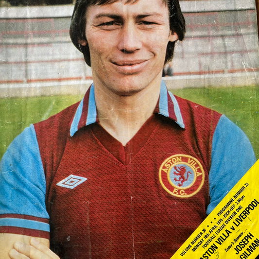 Aston Villa v Liverpool Football Programme 1979 16/4/79. League Division 1. Alex Cropley cover