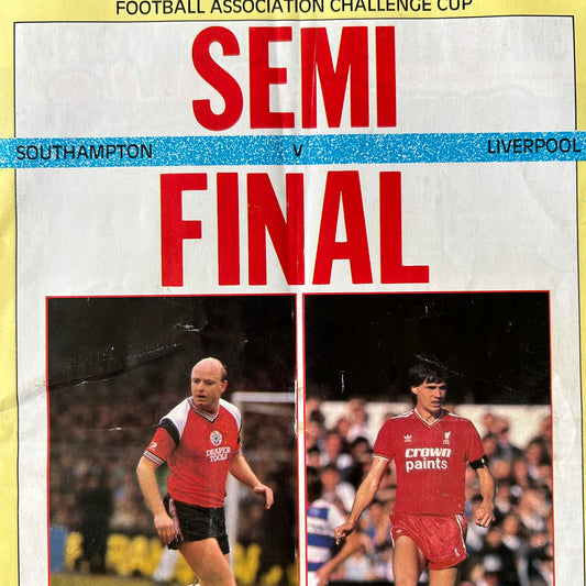 1985/86 Challenge Cup Semi-Final - Southampton v Liverpool 05/04/86 80s Football Programme.