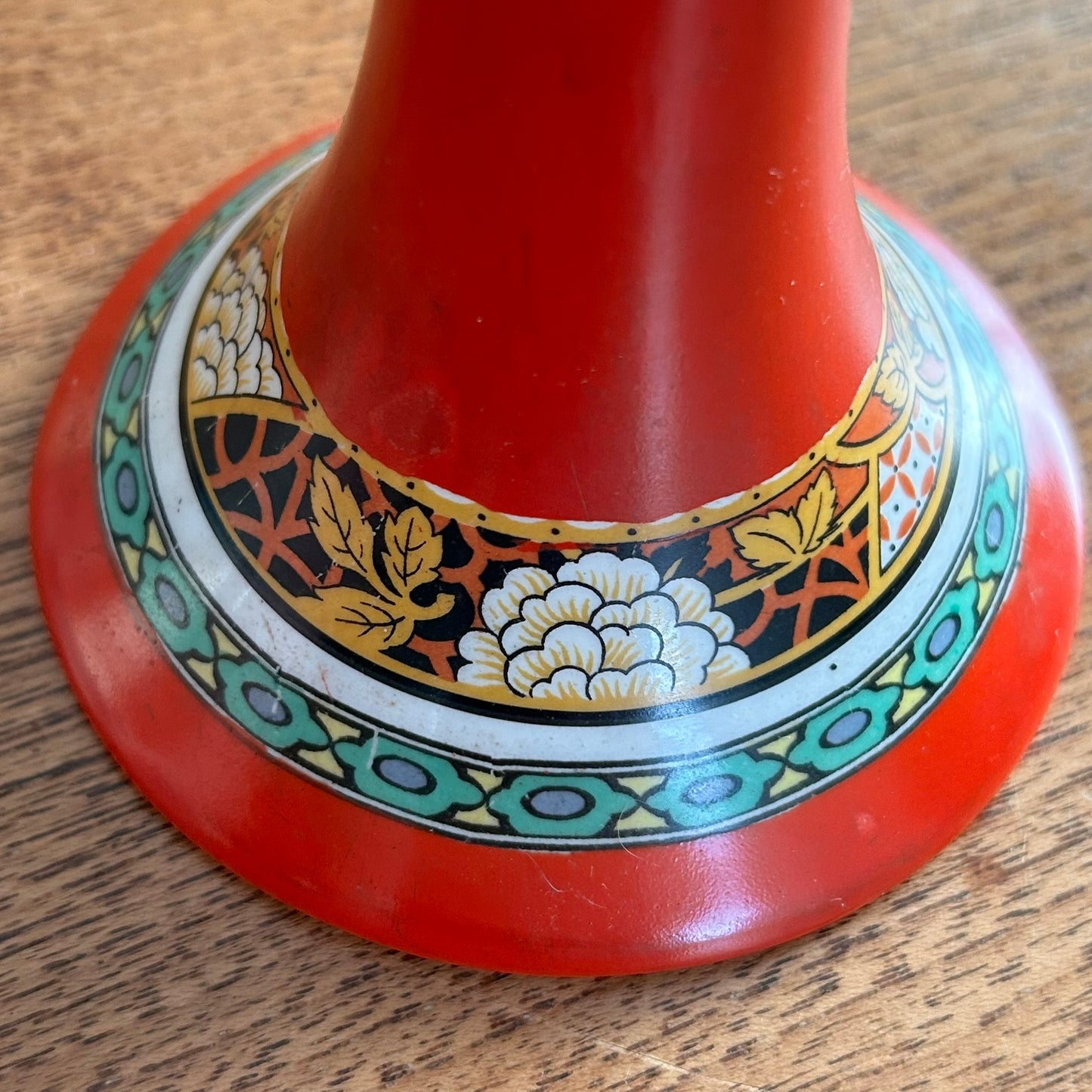 Edwardian Era Candlestick – Art Deco Design Features - Rich red/orange colour - early 20th century