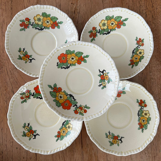 Vintage 1930s Art Deco Saucers - set of 5 – Royal Stafford – Marigold Floral Design