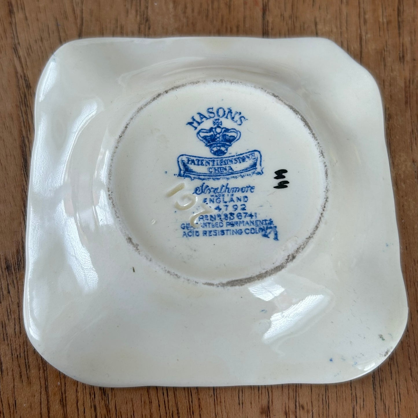 Vintage Mason's 'Strathmore' Ironstone small floral ashtray / pin dish. Blue pink yellow floral.