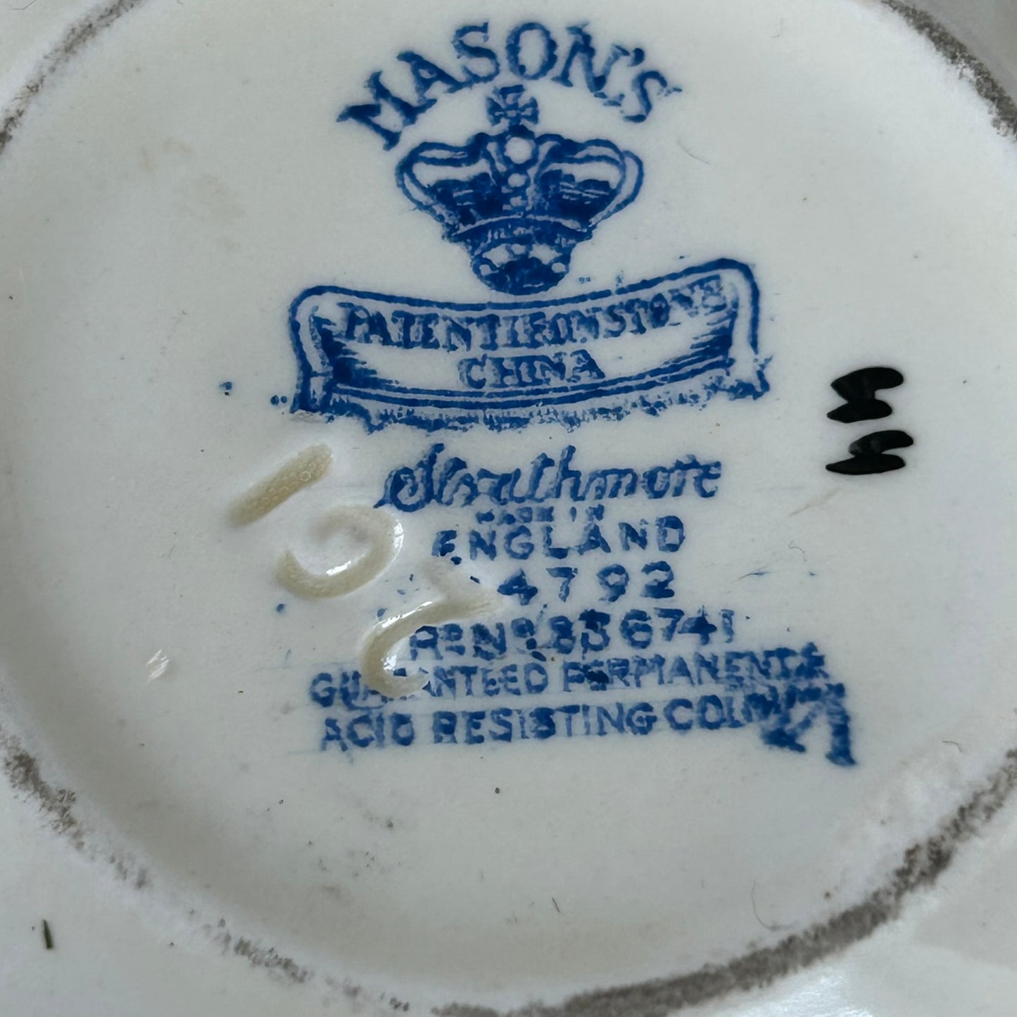 Vintage Mason's 'Strathmore' Ironstone small floral ashtray / pin dish. Blue pink yellow floral.