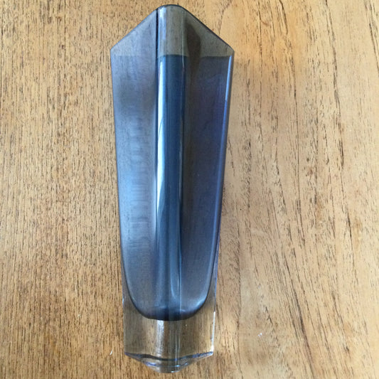 Vintage Blue Glass Three-Sided Vase – Possibly Swedish – Heavy, High Quality