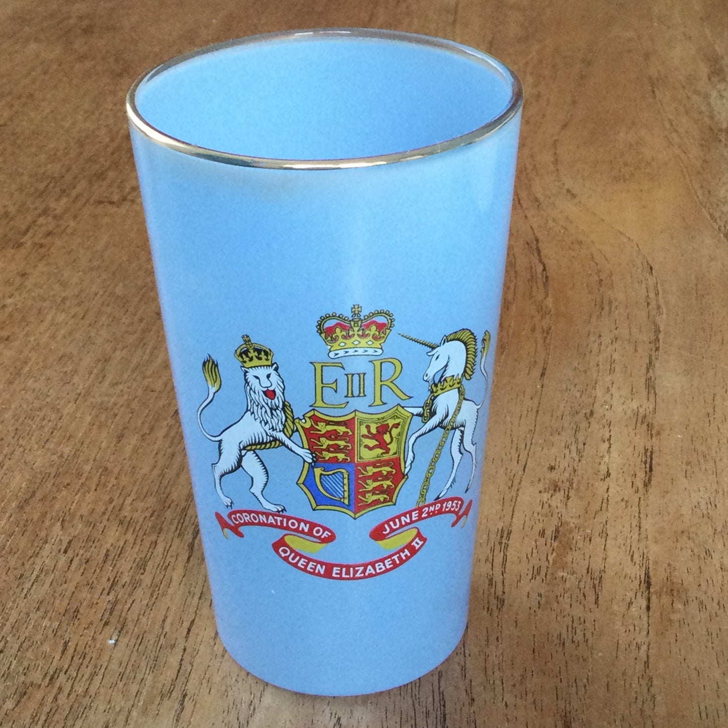 Chance Glass Queen Elizabeth II Coronation Tumbler - Powder Blue, Limited Edition, Commemorative Glassware