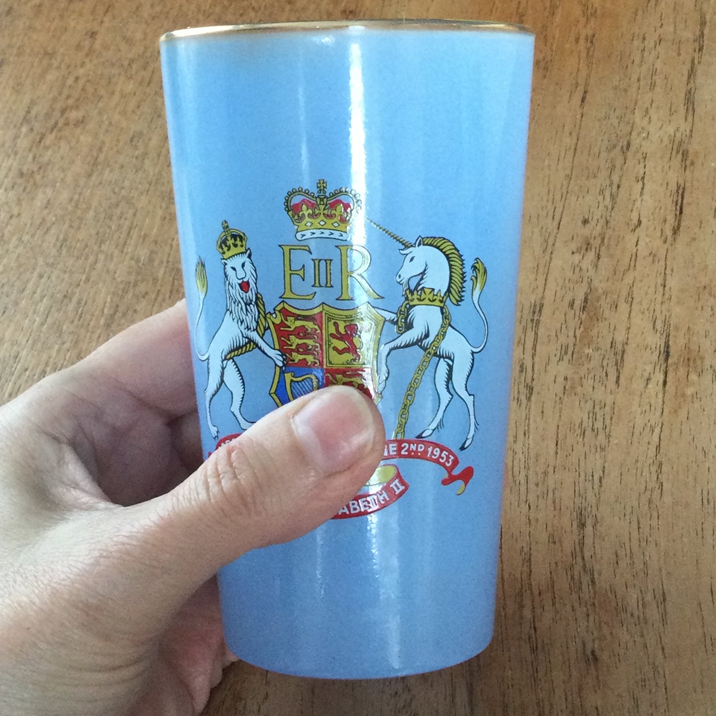 Chance Glass Queen Elizabeth II Coronation Tumbler - Powder Blue, Limited Edition, Commemorative Glassware