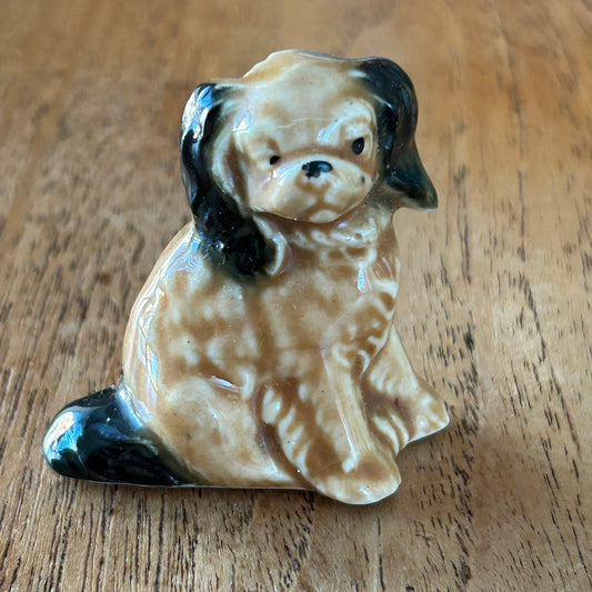Cute Vintage Black And Tan Dog Ornament / Figurine - Small - Approx 5 cm High - Miniature