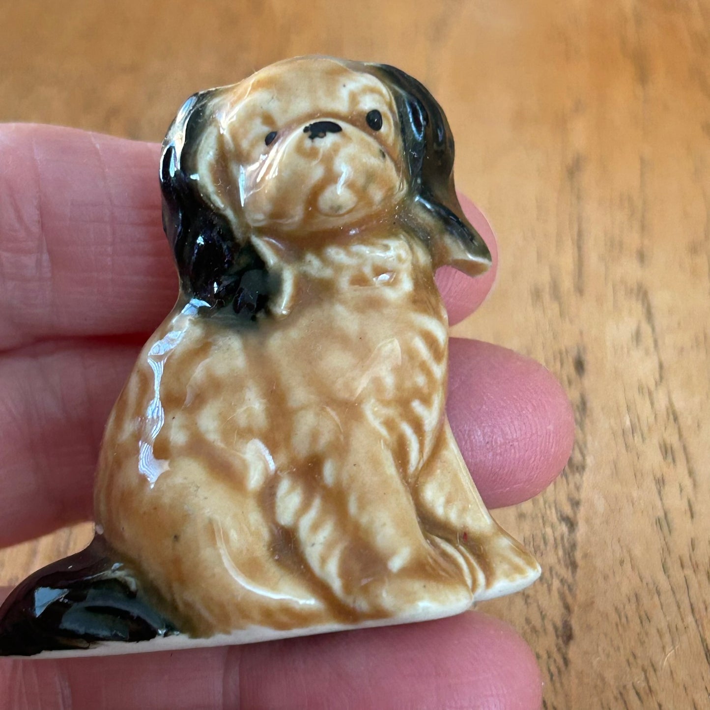 Cute Vintage Black And Tan Dog Ornament / Figurine - Small - Approx 5 cm High - Miniature