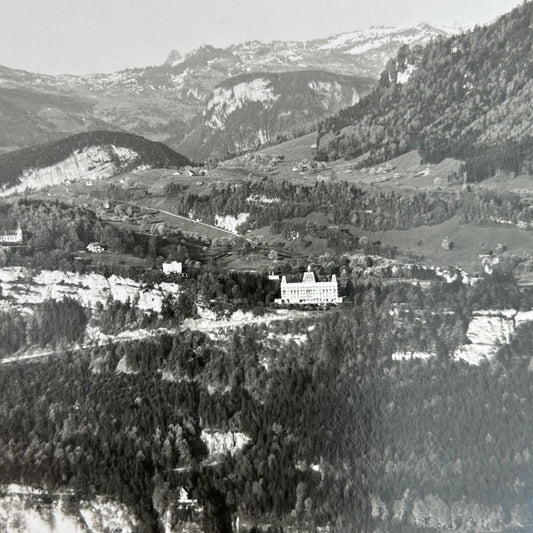 Vintage Postcard - SWITZERLAND - Morschach u. Axenstein - Mountains in background - Black and white