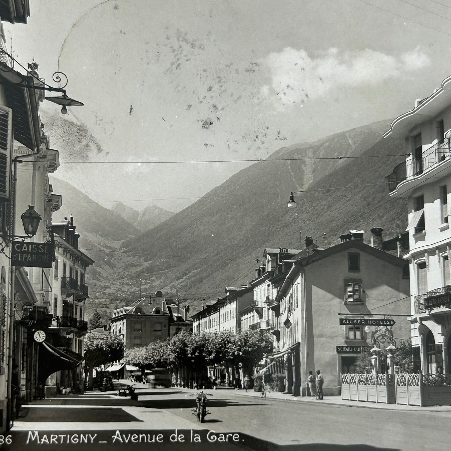 Vintage Postcard 1930s 1937 - SWITZERLAND - Martigny - Avenue de la Gare - Black and white