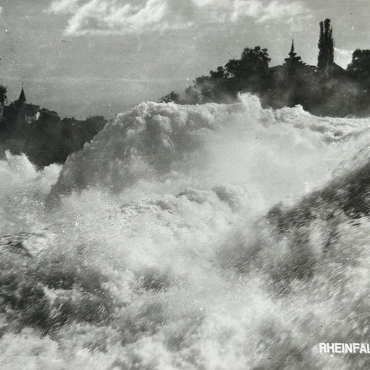 Vintage Postcard 1930s - SWITZERLAND - Rheinfall Rhein Falls - Black and white