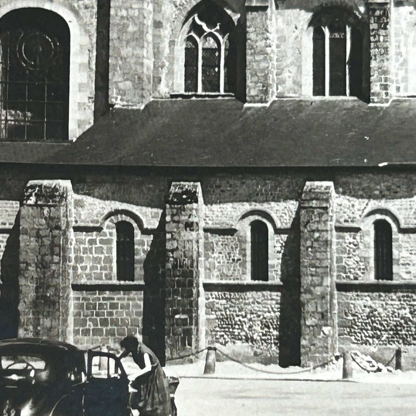 Vintage postcard - FRANCE - Evron, Mayenne - Church - 11th and 13th Century - RP - Fancy Edge - Black and white