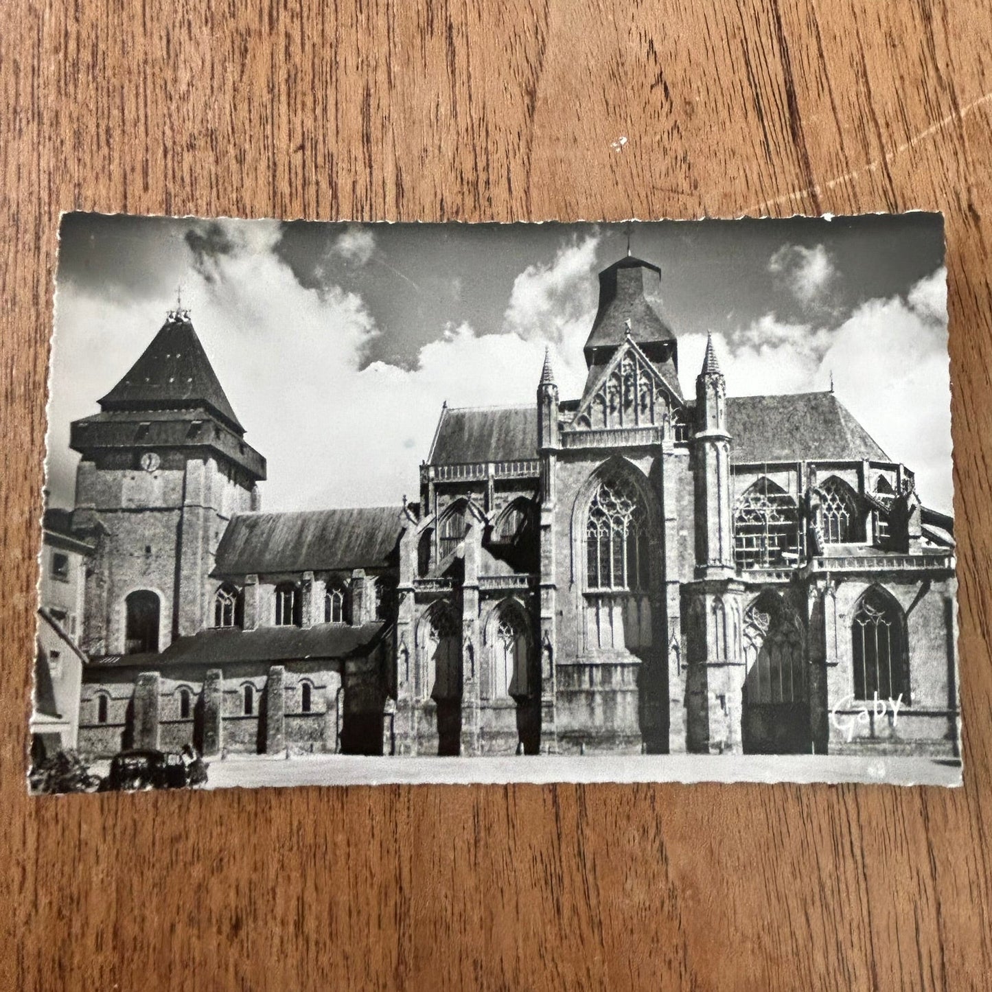 Vintage postcard - FRANCE - Evron, Mayenne - Church - 11th and 13th Century - RP - Fancy Edge - Black and white