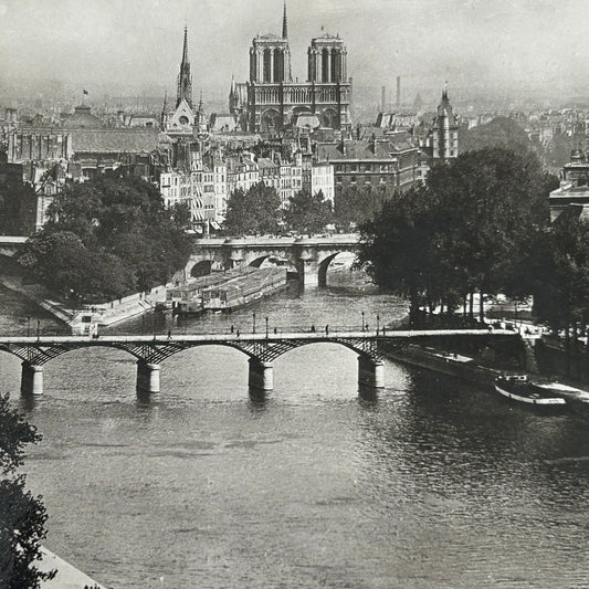 Vintage postcard - FRANCE - Paris - Ile de la Cite - Notre Dame and the Bridges - Black and white
