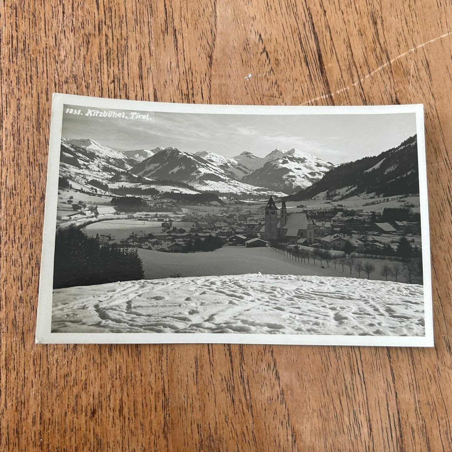 Vintage 1930s postcard - AUSTRIA - Kitzbuhel, Tirol - Snow-covered mountains - Black And White - RP