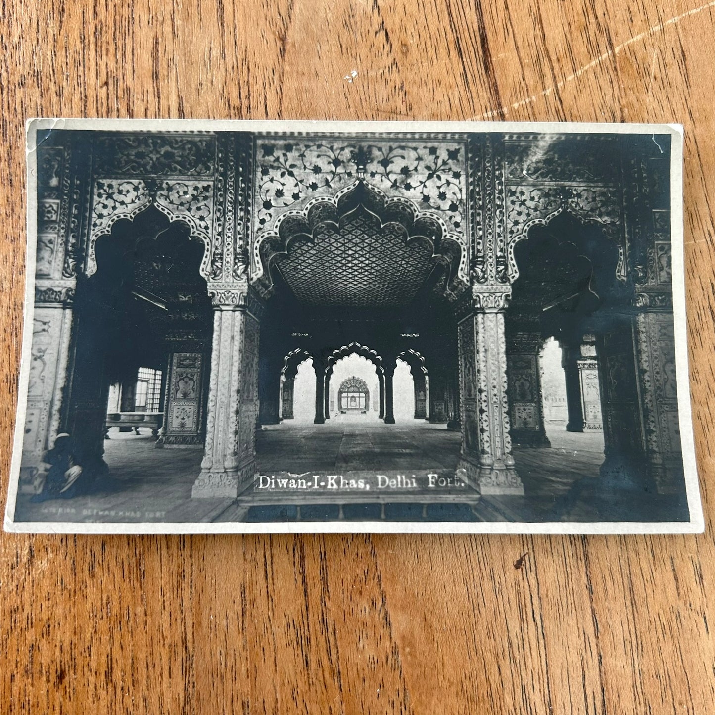 Vintage postcard - INDIA - Diwan-I-Khas - Hall of Private Audiences - Delhi Fort - Translation of Arabic verse written on the back