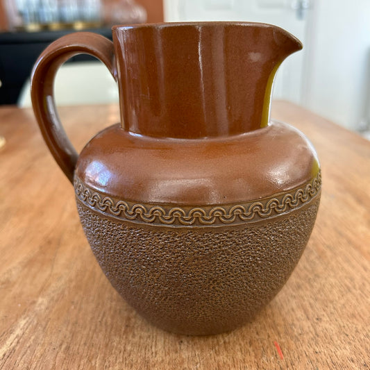 Vintage Langley Ware Jug – 1½ Pint – Brown Stoneware – Grape Handle – Made in England