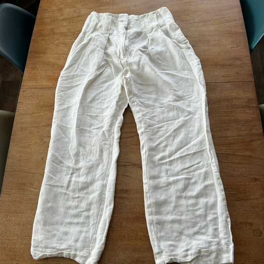 M&S Collection Linen Pants - Ivory / White - Tailored And Slightly Cropped - Nice Soft Fabric - Size 8