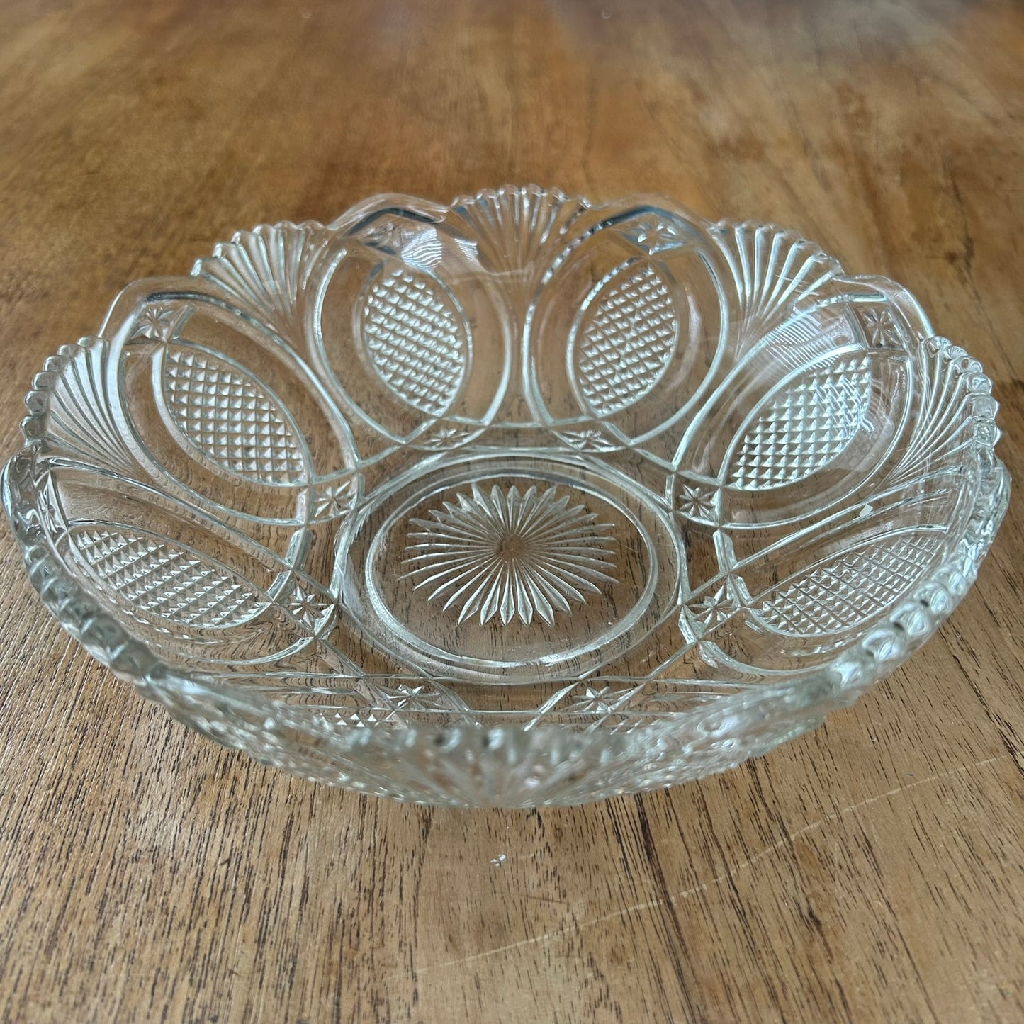 Vintage Small Pressed Glass Salad Bowl – Classic Cut Glass Style - c.1950s