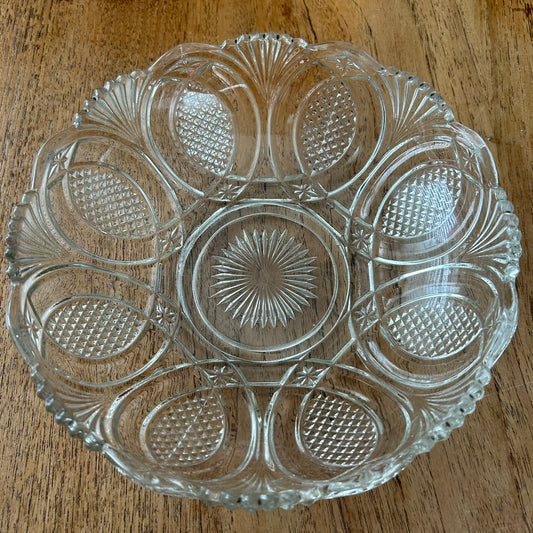 Vintage Small Pressed Glass Salad Bowl – Classic Cut Glass Style - c.1950s