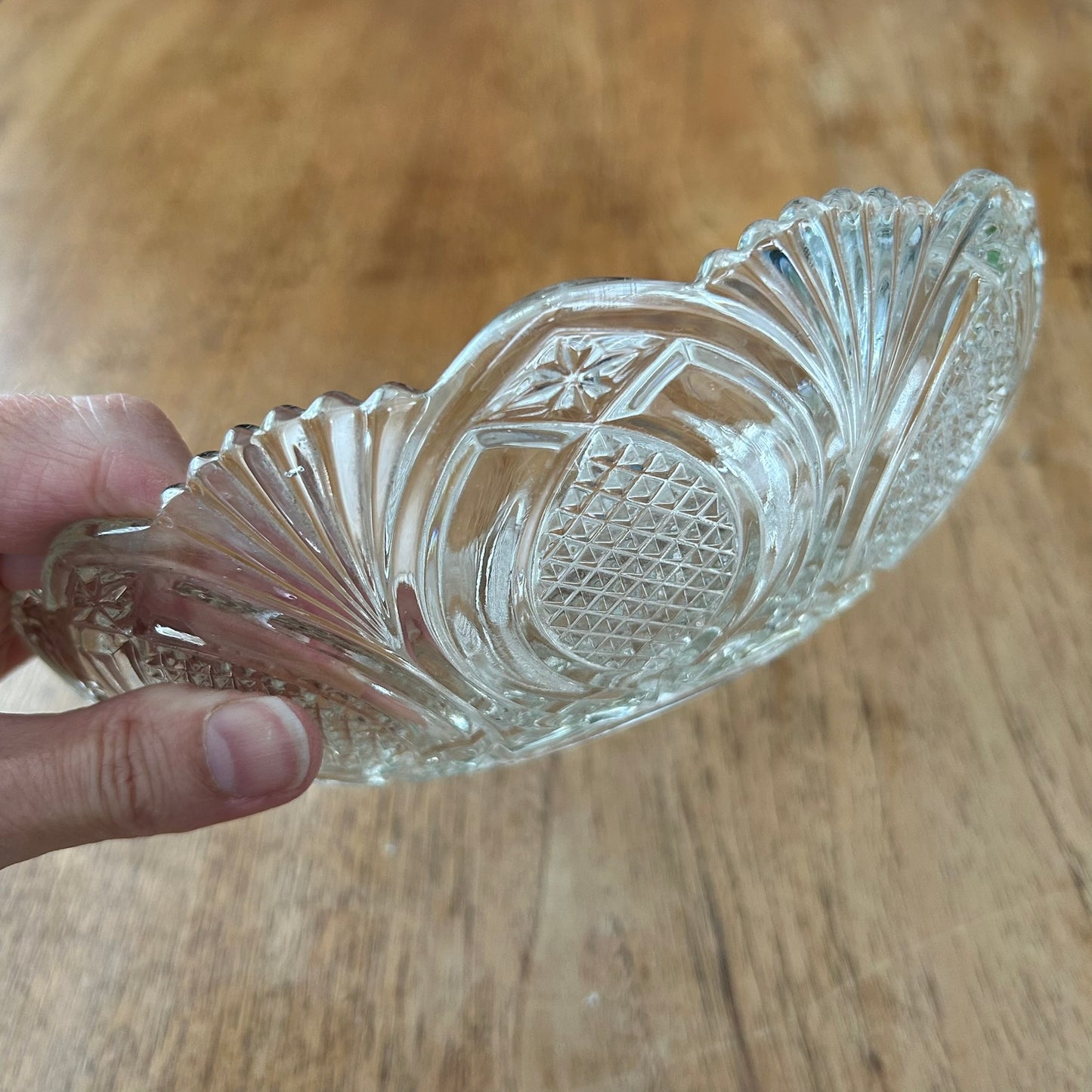 Vintage Small Pressed Glass Salad Bowl – Classic Cut Glass Style - c.1950s