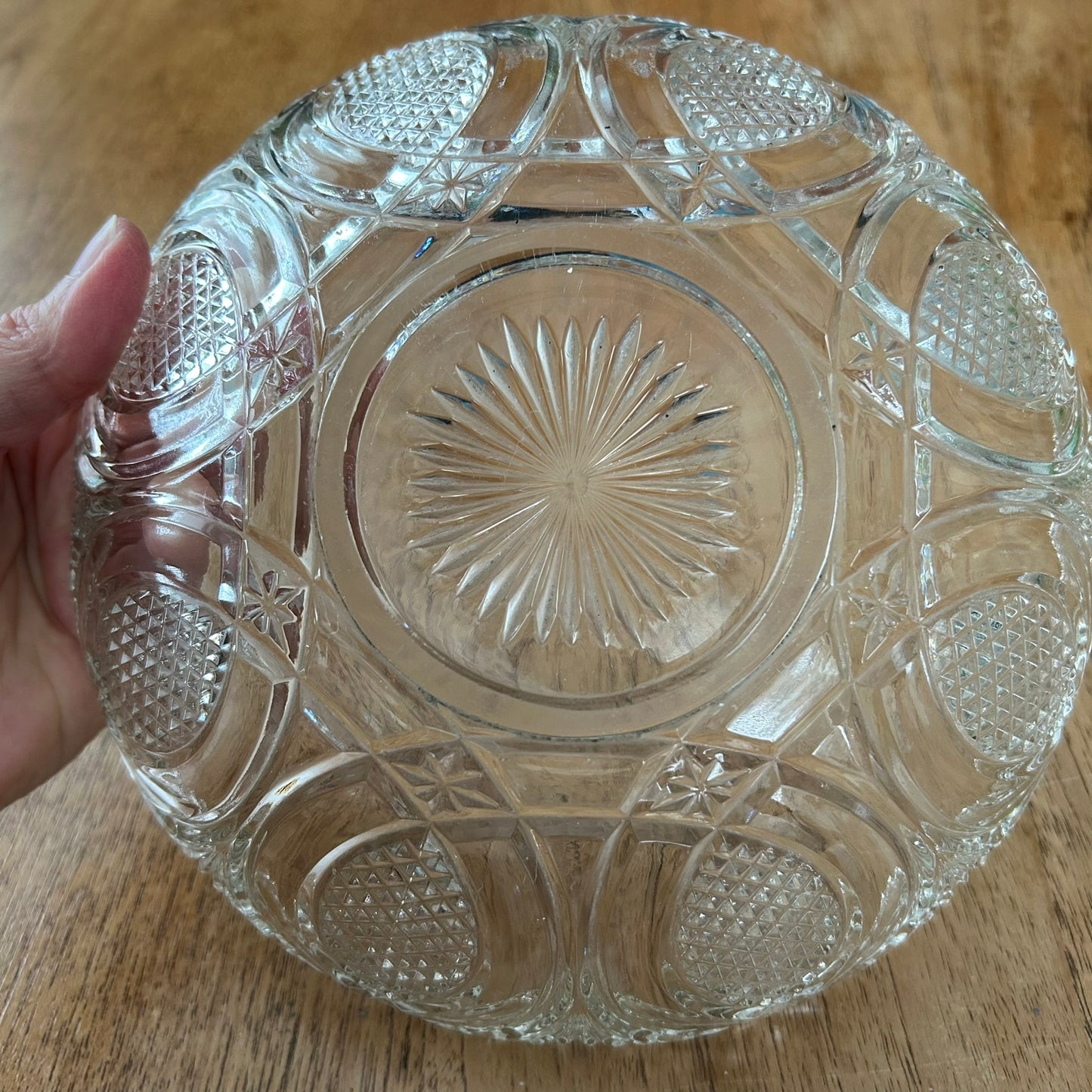 Vintage Small Pressed Glass Salad Bowl – Classic Cut Glass Style - c.1950s