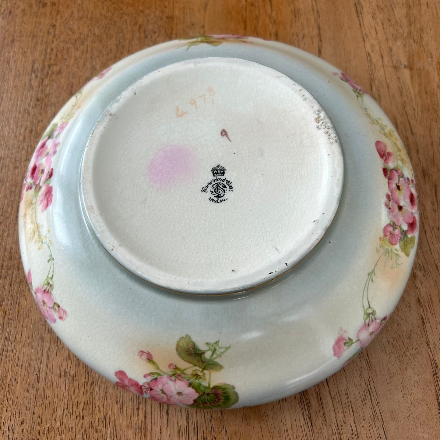 Vintage Crownford Ware Serving Bowl – Art Deco (1920s-1930s) - Black and White Trellis Design