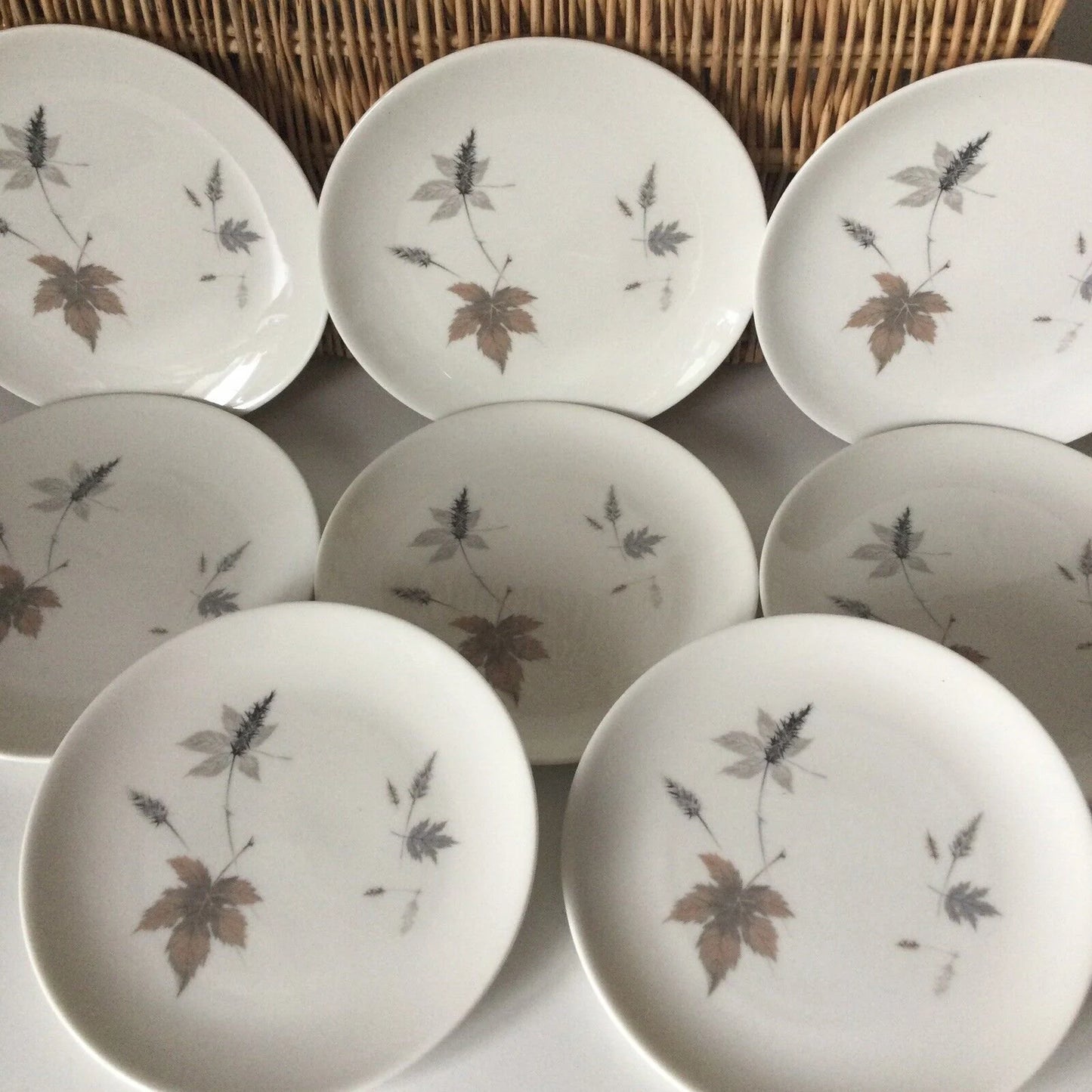 Royal Doulton Tumbling Leaves 16cm Side Plates Set Of 8. Autumnal. 60s 70s