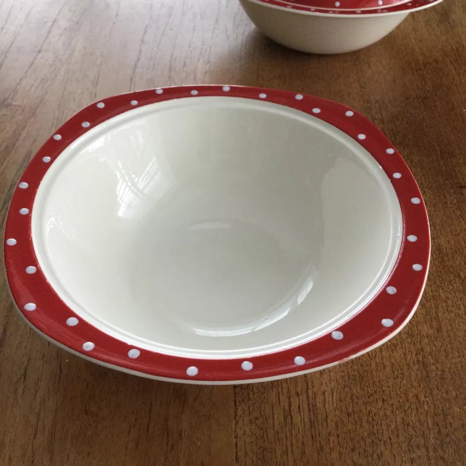 Midwinter Stylecraft Red Domino tureen & 2 serving bowls 1950s polka dot kitsch